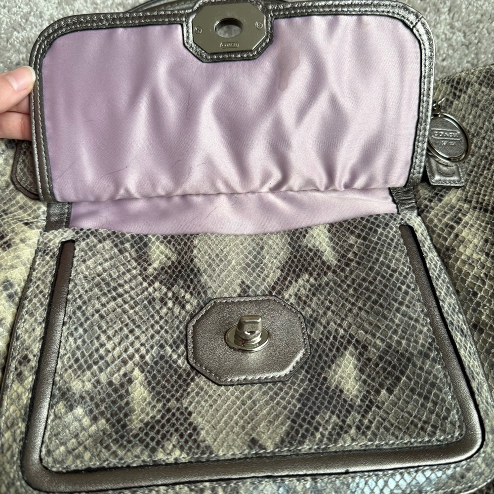 Coach Campbell Exotic Snakeskin Embossed Python Print Leather Large Satchel - Picture 11 of 15
